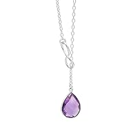 Amethyst Pendant Necklace - 925 Sterling Silver Chain Pendant Necklace With Pear Amethyst Gemstone