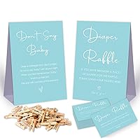 2 Rustic Baby Shower Games-Don't Say Baby And Diaper Raffle Tickets Baby Shower Games,Baby Shower Decorations,Baby Shower Game Ideas,2 Sign & 50 Mini Clothespins & 50 Cards Set-Z9
