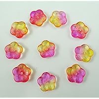 Adabus Rose red&Yellow Crystal Color DIY Accessories Acrylic Five Leaf Flowers Beaded Plastic Hole Beads for Jewelry Making 12pcs/Lot