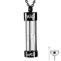 Personalized Engraved black Hourglass Urn Pendant Cremation Jewelry Urn Necklaces Memorial Ashes for Women Free Fill kit