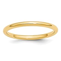 Jewels By Lux Solid 10k Yellow Gold 2mm Standard Weight Comfort Fit Wedding Ring Band Available in Sizes 5 to 7 (Band Width: 2 mm)
