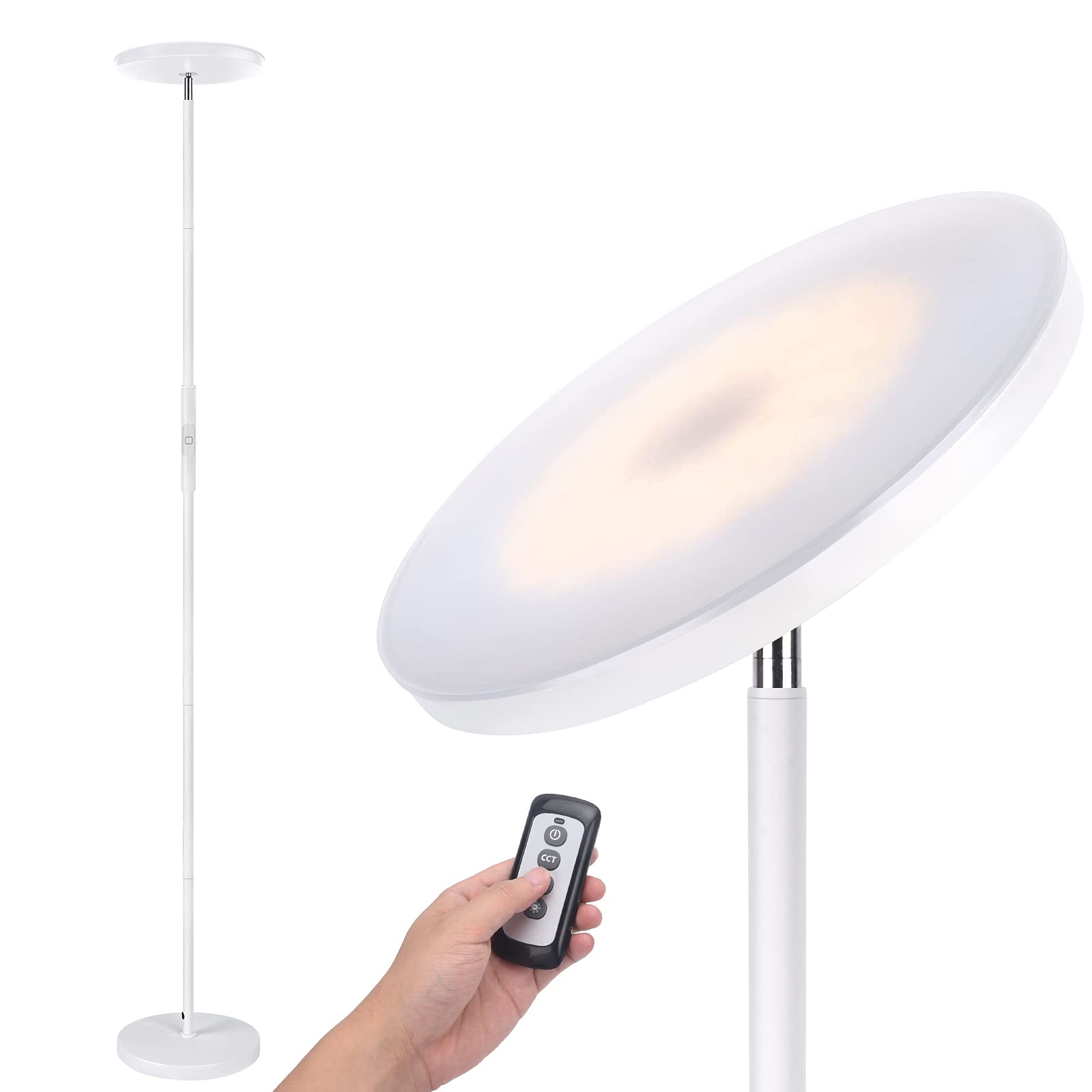 Floor Lamp, 30W 2400lm LED Torchiere Sky Floor Lamps 3 Color Temperatures Dimmable Light with Remote and Touch Control for Bedroom, Living Room, Of...