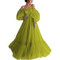 Women's Long Puffy Sleeve Prom Dress Off Shoulder A Line Sweetheart Evening Gowns Party Dresses Ball Gowns