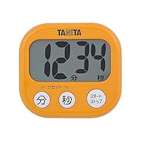 Tanita TD-384 OR Kitchen Timer, Magnetic, Large Screen, 100 Minutes, Orange Visible Timer D2.3 x W8.2 x H7.6 cm
