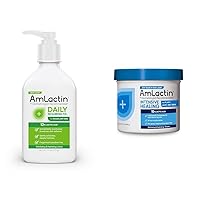 AmLactin Daily Moisturizing Lotion for Dry Skin – 7.9 oz Pump Bottle – 2-in-1 Exfoliator & Intensive Healing Body Cream – 12 oz Tub – 2-in-1 Exfoliator and Moisturizer