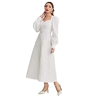 Women's Dresses White Dress Sweetheart Neck Lantern Sleeve Dress White Dress Dress for Women