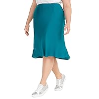 INC Womens Solid Biased Cut Skirt Green 0X