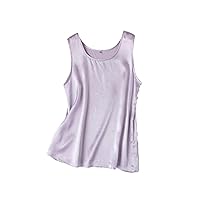 Women Solid Basic Silk T Shirt Summer Casual O Neck Sleeveless Chic Vests