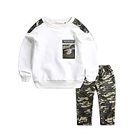 Boys Jacket 5 Letter Pants Camouflage Baby Kids Set Tracksuit Tops 2PCS Outfits Boys Teen Boys Boys (White, 1-2 Years)