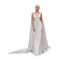 Detachable Chiffon Wedding Dress Wings Long Bridal Capes with Pin on Shoulder Bridal Accessory