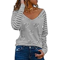 Spot Autumn and Winter Large Size Women' -Neck Love Print Long-Sleeved -Shirt