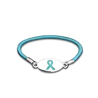 Teal Ribbon Awareness Stretch Wholesale Pack Bracelets - Teal Ribbon Bracelets for Sexual Assault, Rape, and Ovarian Cancer Awareness – Perfect for Support Groups and Fundraisers