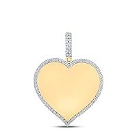 The Diamond Deal 10kt Yellow Gold Mens Round Diamond Heart Memory Charm Pendant 1/5 Cttw