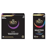 SKYN Elite 36 Count Ultra-Thin Lubricated Latex-Free Condoms and SKYN 4 Variety Non-Latex Condoms 12 Count Pack