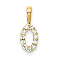 14k Gold Diamond Sport game Number 0 Pendant Necklace Measures 12.99x4.81mm Wide 1.64mm Thick Jewelry for Women