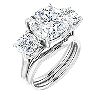 JEWELERYN 5.0 CT Cushion Cut VVS1 Colorless Moissanite Engagement Ring Set, Wedding/Bridal Ring Set, Sterling Silver Vintage Antique Anniversary Propose Rings Set Gifts for Her