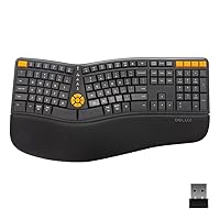 DeLUX Wireless Ergonomic Keyboard - Ergo Split Keyboard with Palm Rest for Natural Typing, 2.4G and Bluetooth, Full-Size, US Layout - Compatible with Windows and Mac OS (GM905, Graphite)