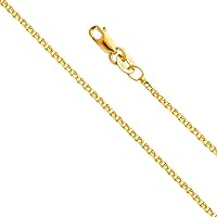 The World Jewelry Center 14k Real Yellow OR White OR Rose/Pink Gold Solid 1.5mm Flat Open Wheat Chain Necklace with Lobster Claw Clasp