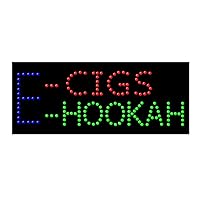LED E-cigs and E-hookah Sign for Business, Super Bright LED Open Sign for Smoke Shop, Electric Advertising Display Sign for Vape Shop Store Storefront Window Decor.