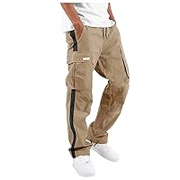 Cargo Short Pants for Men Sweatpants Elastic Waist Drawstring Color Block Baggy Hikiing Workout Pants with Pockets