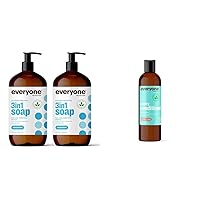 3-in-1 Soap, Body Wash, Bubble Bath, Shampoo, 32 Ounce (Pack of 2), Unscented & Mighty Conditioner, 12 OZ