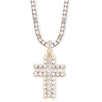 14K Gold Tennis Cross Chain with Moissanite Pendant, Iced Out Hip Hop VVS Choker for Men, Stand Out in Style