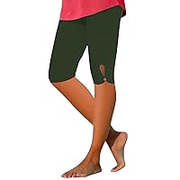 Capri Leggings for Women Tummy Control Knee Length Capri Leggings 2024 Summer Cropped Pants Casual Comfy Solid Capris