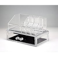 Clear Cosmetic Holder Large 1 Drawer Jewerly Chest or Make up Case Lipstick Liner Brush Holder Organizer 1062
