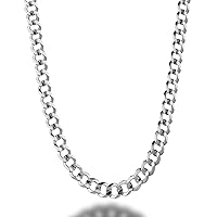 Savlano 925 Sterling Silver 5mm Italian Solid Curb Cuban Link Chain Necklace for Men & Women - Made in Italy Comes With Gift Box (5mm)