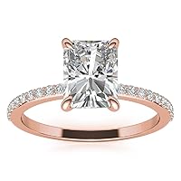 10K/14K/18K Solid Rose Gold Handmade Engagement Ring 1.0 CT Radiant Cut Moissanite Diamond Solitaire Wedding/Bridal Gifts for Women/Her Gorgeous Ring