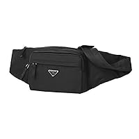 Unisex Marsupio Belt Waist Bag Black Nylon Tessuto Fanny Pack 2VL005