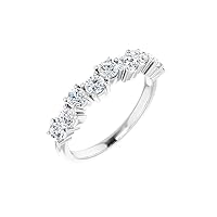 14k White Gold Anniversary Band Ring Lab Created Diamond Round 3mm Polished 0.9 Carat Lab grown Diam Jewelry for Women