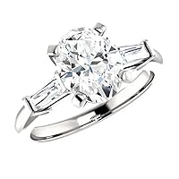 Generic Oval Cut Solitaire Moissanite Engagement Ring, 2.0 CT, 18K Sterling Silver, Women's Wedding Ring