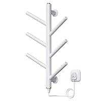 Towel Warmer 6 Bar Lightweight Electric Heated Towel Rack for Bathroom Wall Mount Plug-in with Low-Carbon Steel IP24 220V Quick Towel Dryer,White,B (White A)