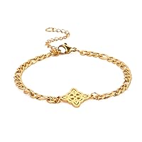 kkjoy Witches Knot Bracelet Stainless Steel Pagan Wiccan Symbol Magic Knot 4-Pointed Celtic Knot Witchcraft Bracelet for Women Girls