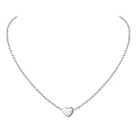 Dainty 925 Stelring Silver Heart Shape/Round Pendant Necklace, Cubic Zirconia/Rainbow Topaz Necklace Jewelry for Women(with Gift Box)