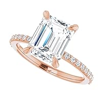 925 Silver, 10K/14K/18K Solid Gold Moissanite Engagement Ring, 1.5 CT Emerald Cut Handmade Solitaire Ring, Diamond Wedding Ring for Women/Her Anniversary Ring, Birthday Ring, VVS1 Colorless Gift
