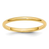 Jewels By Lux Solid 10k Yellow Gold 2mm Half Round Wedding Ring Band Available in Sizes 5 to 7 (Band Width: 2 mm)
