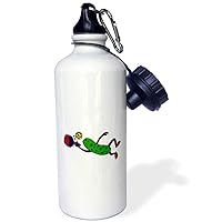 3dRose Funny Leaping Pickle Playing Pickleball Sports Water Bottle, 21 oz, Multicolor