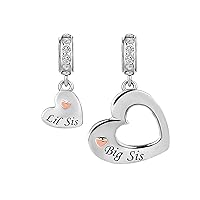 KunBead Jewelry Love Heart Soul Sister Nomination Bead Dangle Charms for Bracelets set for 2 Gift for Women Girls