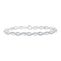 The Diamond Deal Sterling Silver Womens Round Diamond Infinity Bracelet .03 Cttw