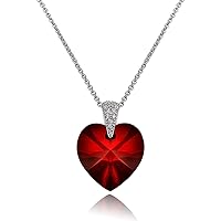 Valentines Day Gifts Jewelry for Her Sterling Silver Colored European Crystal & CZ Accents Heart Pendant Necklace for Women Girls Bridesmaids
