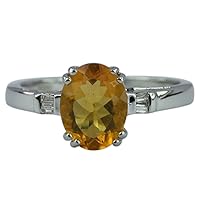 Fire Opal Round Shape Natural Non-Treated Gemstone 14K White Gold Ring Birthday Jewelry for Women & Men