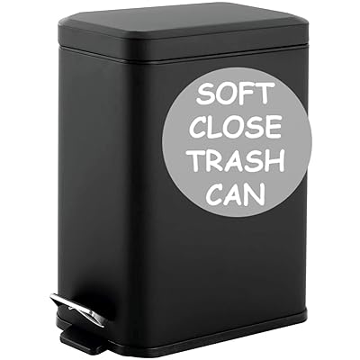 Homie Soft close, Rectangular Trash can 5L with Anti - Bag Slip Liner and  Lid, Use as Mini garbage Basket, Slim Dust Bin