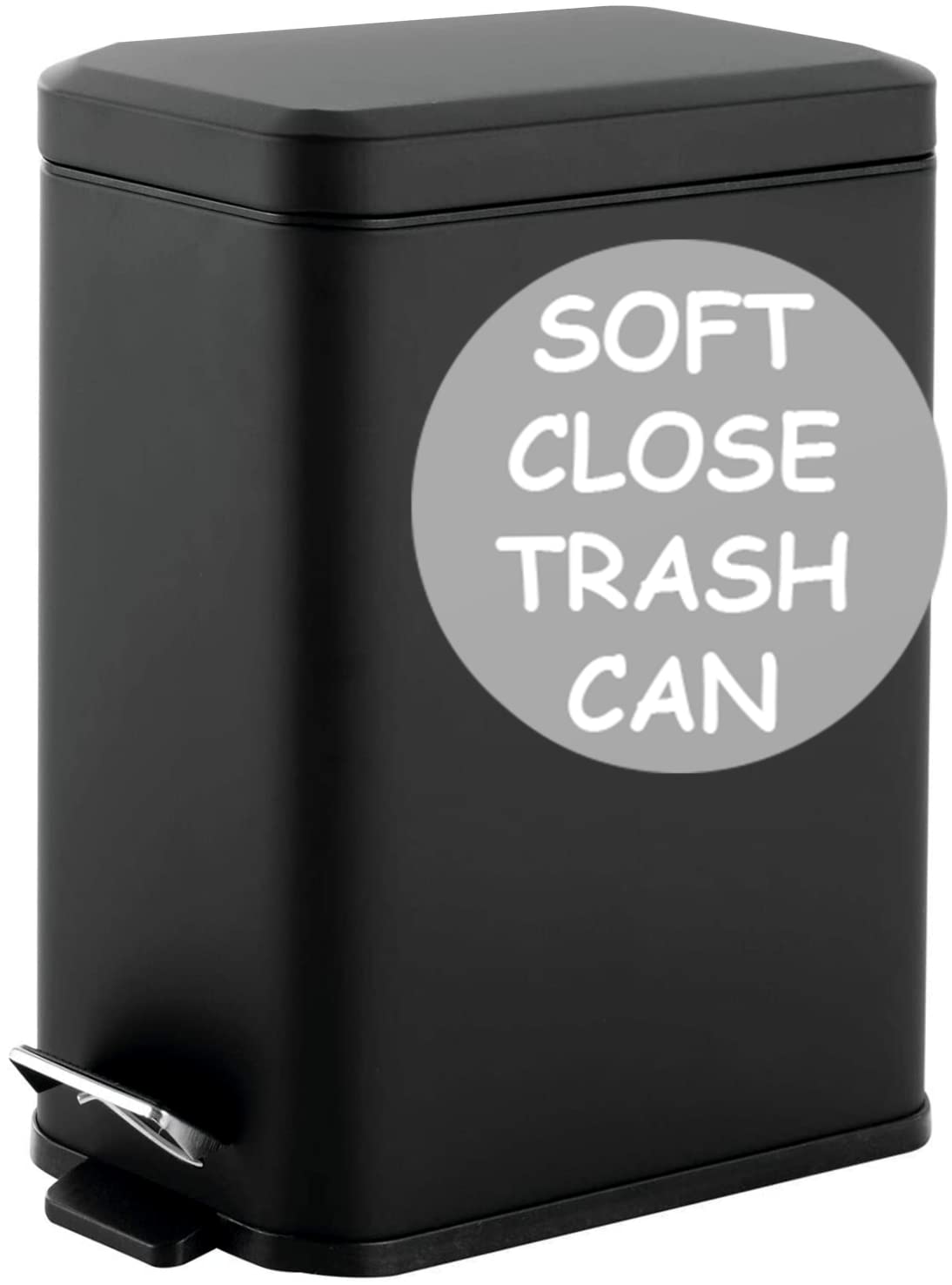 Homie Soft Close, Slim Trash Can 2.6 Gallon with Anti - Bag Slip Liner and Lid, Use As Mini Garbage Basket, Slim Dust Bin, or Decor in Bathroom