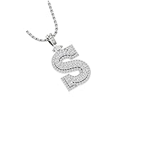 Hip Hop Pendant Moissanite Initial Pendant Necklace with 18-inch chain Initial A To Z Alphabet Charm Pendant Beads 925 Silver Necklace