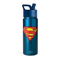 Simple Modern DC Comics Superman Kids Water Bottle with Straw Lid | Reusable Insulated Stainless Steel Cup for School | Summit Collection | 18oz, Superman