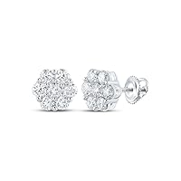 14K White Gold Diamond Flower Cluster Earrings 2-5/8 Ctw.