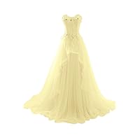 2017 Vogue Evening Prom Dress Strapless A-line Ruffles Applique-14-Daffodil
