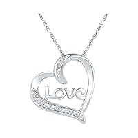 Dazzlingrock Collection Sterling Silver Womens Round Diamond Heart Pendant 1/12 ctw